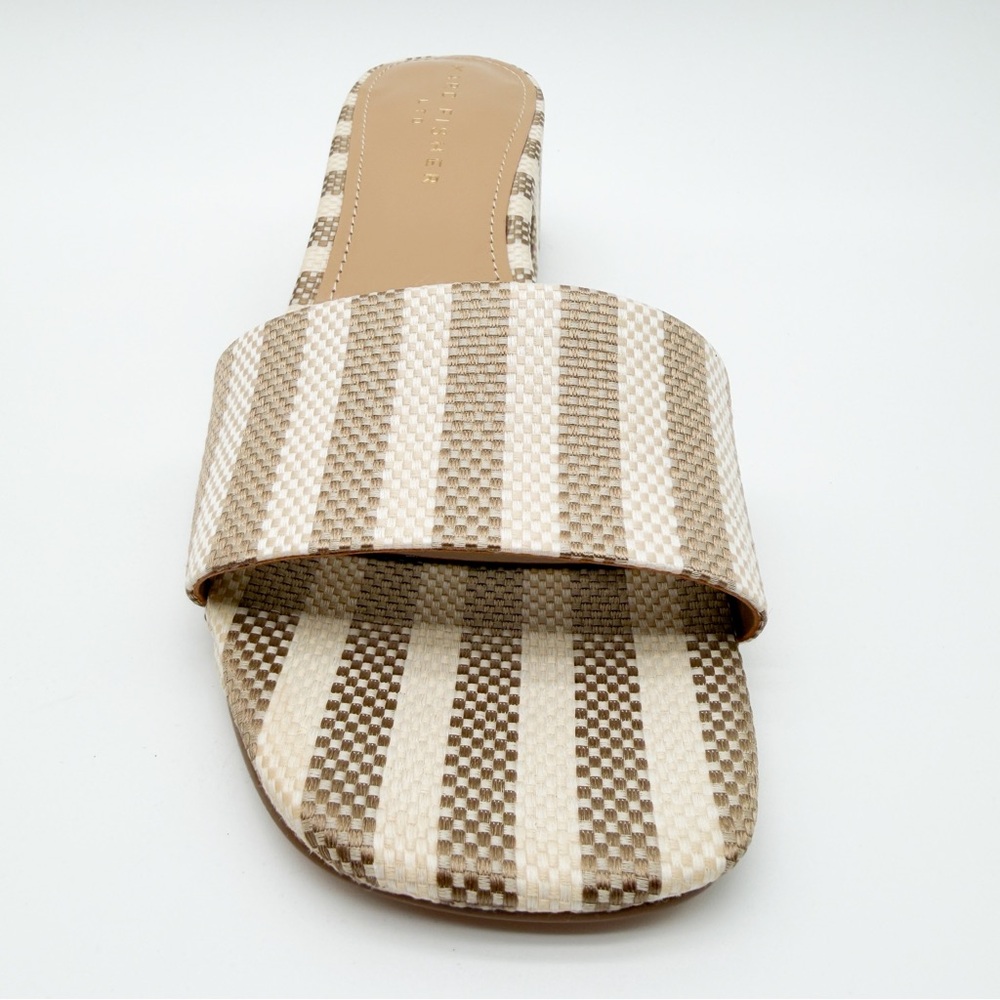 Marc Fisher LTD Olysa Block Heel Slide Sandals Striped Natural Tan 9.5 NEW - Picture 11 of 14